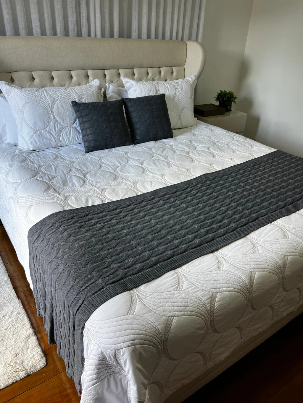 Peseira Manta Trança Sala Cama Queen Sofá Tricot 230x60cm - ID M0009