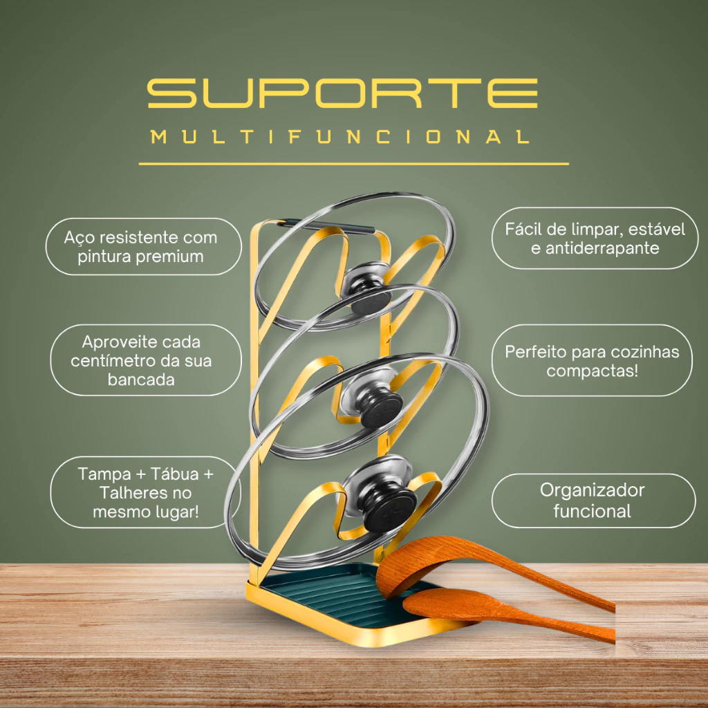 Suporte Organizador De Tampas Tábuas Talheres Para Cozinha - ID M0001