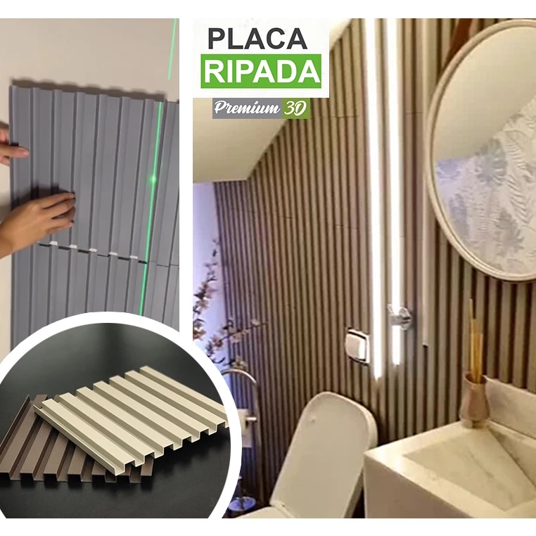 Placa Painel Ripado 30x30 - kit 22 peças (2m²) | 11 Cores | Anti-impacto | Autocolante | Direct Borrachas - ID M0006